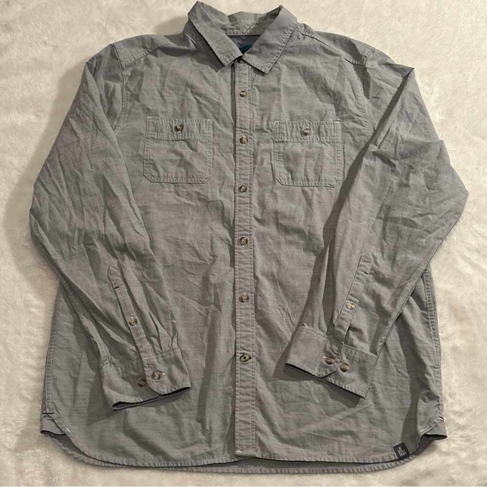 North Face Shirt Mens X-Large Gray Long Sleeved Outdoors‎ Hiking Cotton Blend